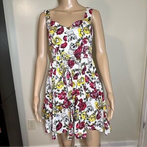 Hot Topic‎ Dress Skulls Floral Sundress Womens Medium Unique Punk